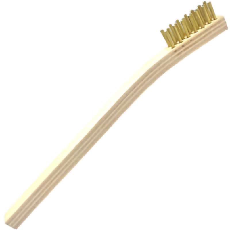 Dusting Brush, toothbrush, Brass/Wood, 7-1/2" OAL